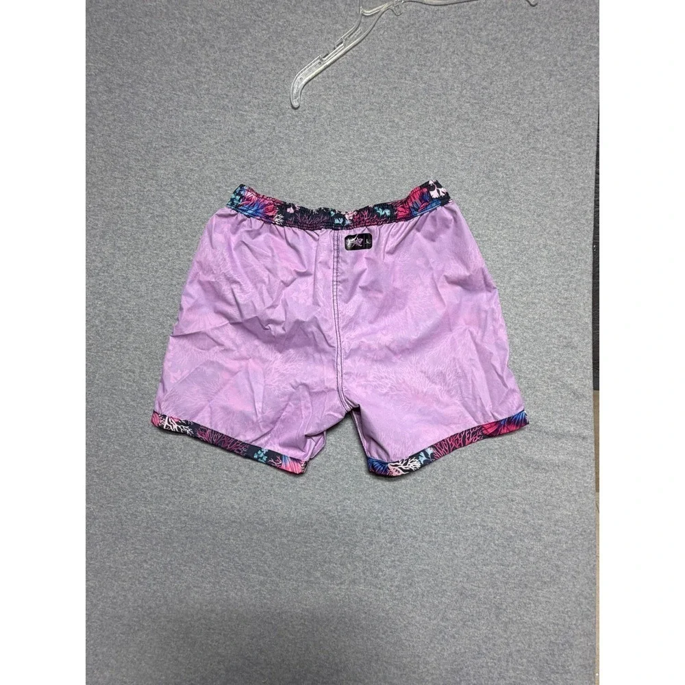 Psycho Tuna Mens Betta Fish Coral Print Swim Trunks Navy Pink Blue Size Small